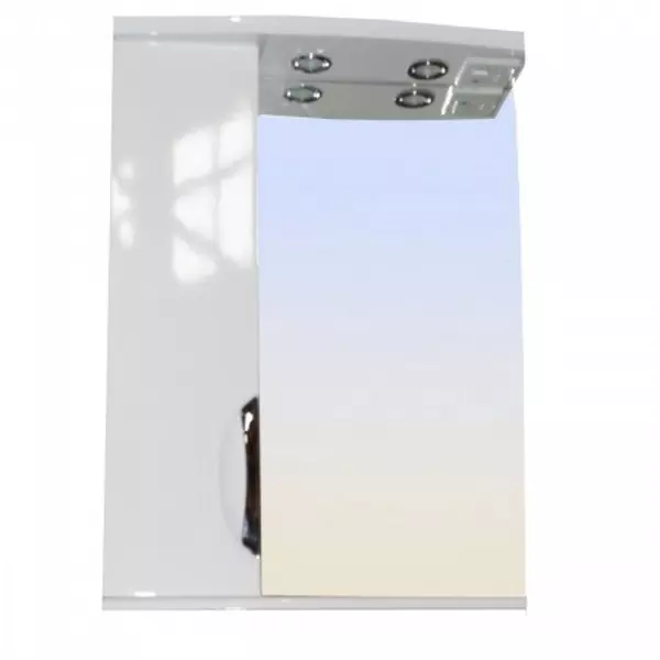 Зеркало с шкафчиком «Loranto» Стиль 58 с подсветкой белое левый