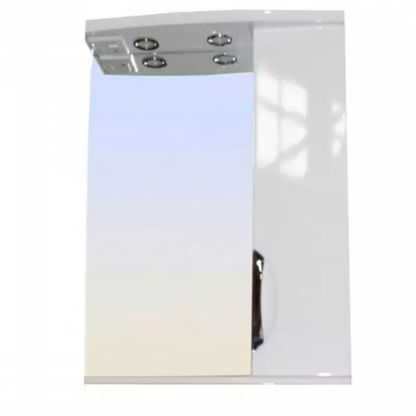 Зеркало с шкафчиком «Loranto» Стиль 58 с подсветкой белое правый