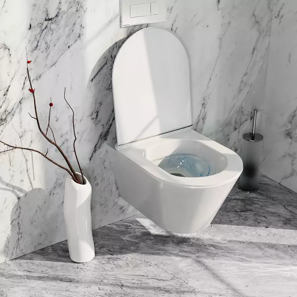 Подвесной унитаз безободковый «Kerama Marazzi» Plaza Modern  (PLMR.seat.02\WHT) белый с сиденьем дюропласт с микролифтом белое Москва  купить с доставкой на дом