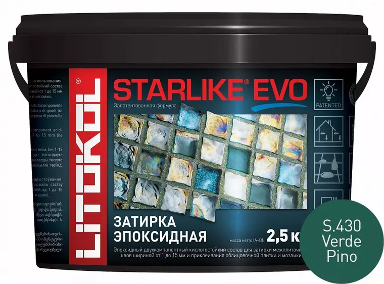 

Эпоксидная затирка «Litokol» Starlike Evo S.430 Verde Pino 2,5 кг 485400003