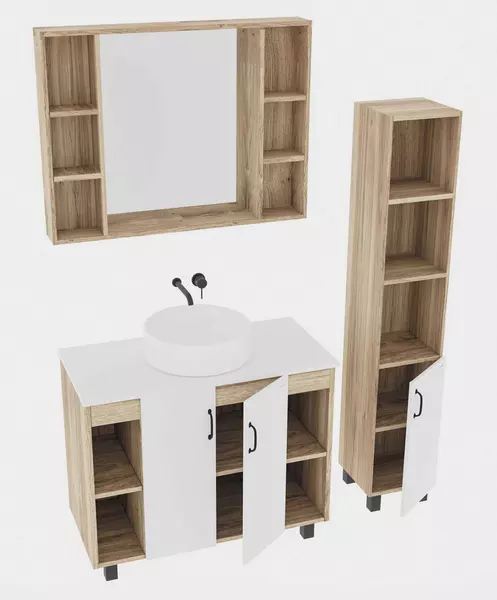 Мебель для ванной «Grossman» Флай 100 со столешницей белая/дуб сонома
