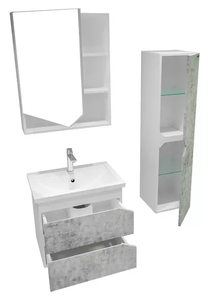 

Мебель для ванной подвесная «Grossman» Инлайн 60 бетон/белая