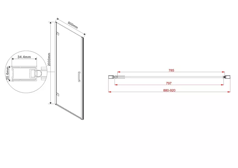 

Душевая дверь «Vincea» Flex VDP-1F900CGB 90/200 тонированная/чёрная универсальная