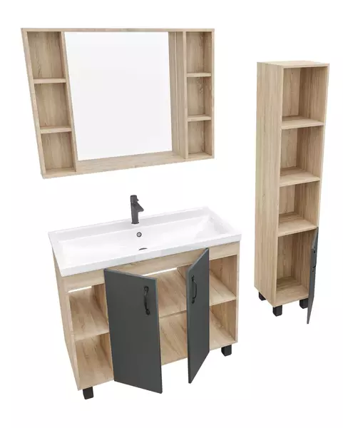Мебель для ванной «Grossman» Флай 100 серая/дуб сонома