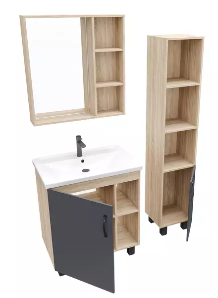 Мебель для ванной «Grossman» Флай 70 серая/дуб сонома - фото 1