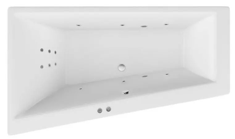 Гидромассажная ванна акриловая «Excellent» Sfera Slim 170/100 Line с каркасом с сифоном белая/хром левая