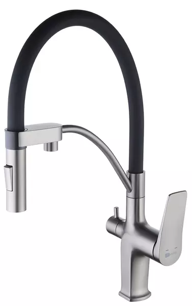 

Смеситель для кухни с подключением к фильтру «Lemark» Bronx LM3761GM графит/чёрный