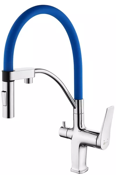 

Смеситель для кухни с подключением к фильтру «Lemark» Comfort LM3074C синий/хром