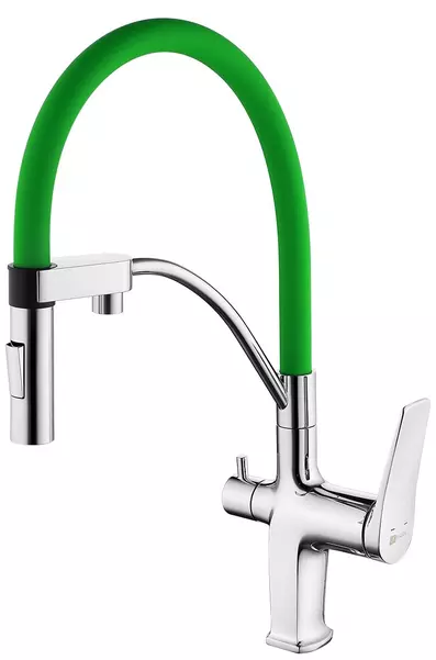 

Смеситель для кухни с подключением к фильтру «Lemark» Comfort LM3074C зелёный/хром