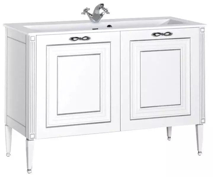

Тумба с раковиной «Aquanet» Паола 120 (Mikaela 1200C/D) белая с патиной серебро