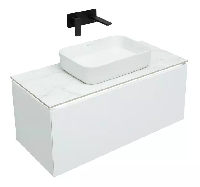 

Тумба под раковину «Allen Brau» Infinity 100 с 2 ящиками (1 скрытый) подвесная white matt