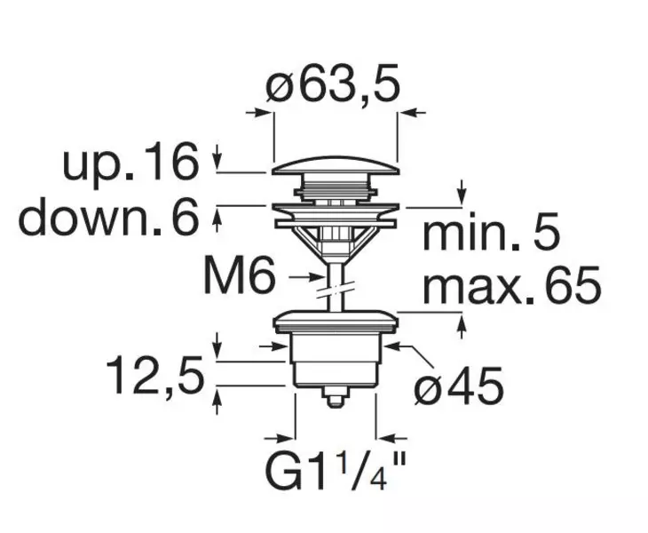 Донный клапан для раковины «Roca» 75054015CN с механизмом Клик-Клак чёрный