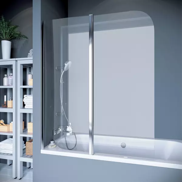 Шторка на ванну стеклянная «Koller Pool» Waterfall Line QP95 115/140 прозрачная/хром левая
