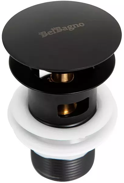 Донный клапан для раковины «Belbagno» BB-SAT-NERO с механизмом Клик-Клак чёрный