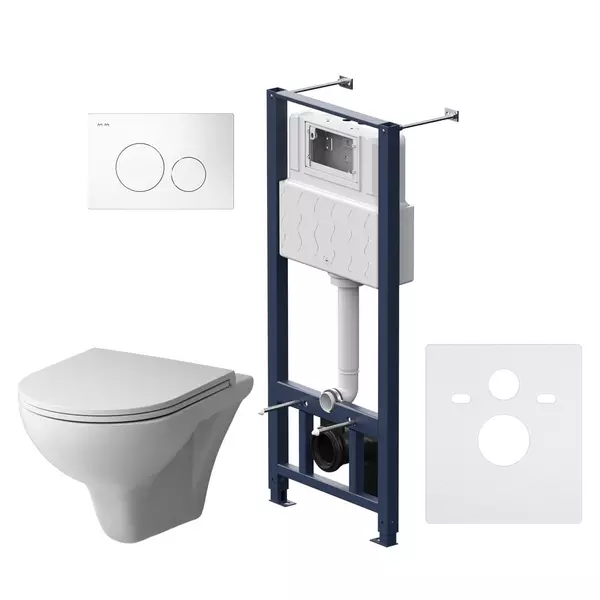 

Комплект инсталляция с унитазом, крышкой и кнопкой смыва «Am.Pm» Gem IS49001.901700/клавиша Pro L белая безободковый белый