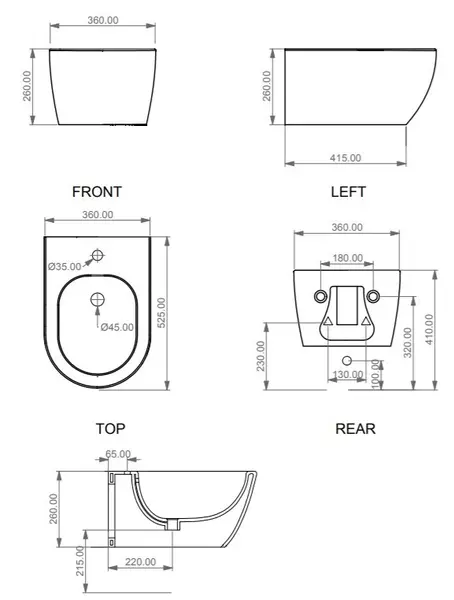 Подвесное биде «GSG» Like LKBISO001 белое матовое