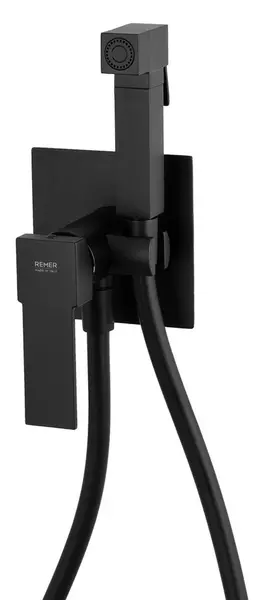 

Смеситель с гигиеническим душем «Remer» Qubica Q65NO чёрный матовый