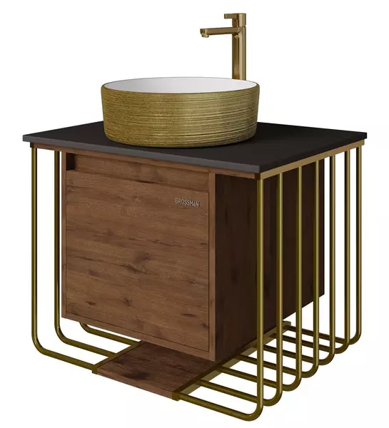 Тумба с раковиной Grossman Винтаж 70 с 1 ящиком GR-5010GW 3636 подвесная веллингтонметалл золоточёрная матовая 33500₽