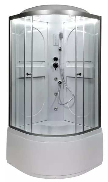 

Душевая кабина «Deto» L690 Led 90/90 высокий поддон прозрачная/хром с гидромассажем с электрикой