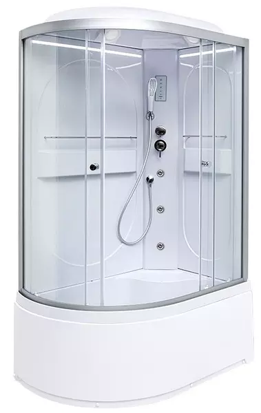 

Душевая кабина «Deto» L620 Led 120/80 высокий поддон прозрачная/хром с гидромассажем с электрикой правая