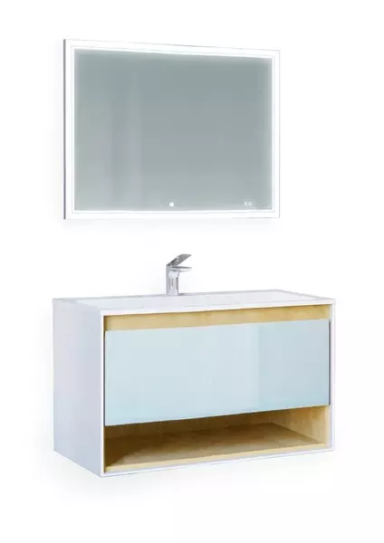 

Мебель для ванной подвесная «Jorno» Glass 100 белая/светлое дерево