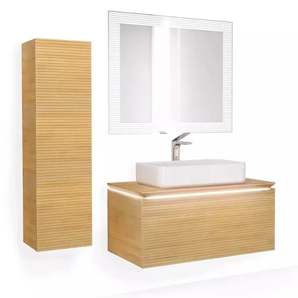 Мебель для ванной подвесная «Jorno» Karat 100 с подсветкой бук