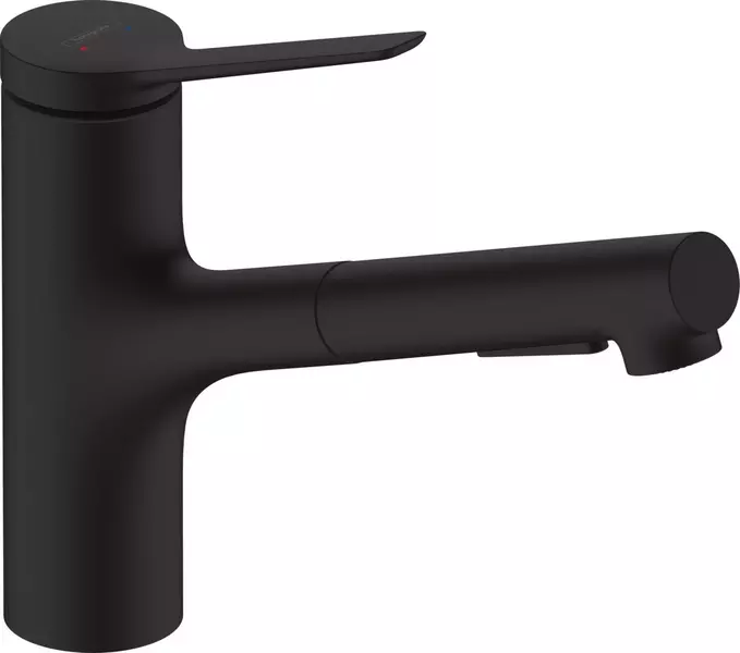 

Смеситель для кухонной мойки «Hansgrohe» Zesis M33 74800670 с выдвижным изливом чёрный матовый