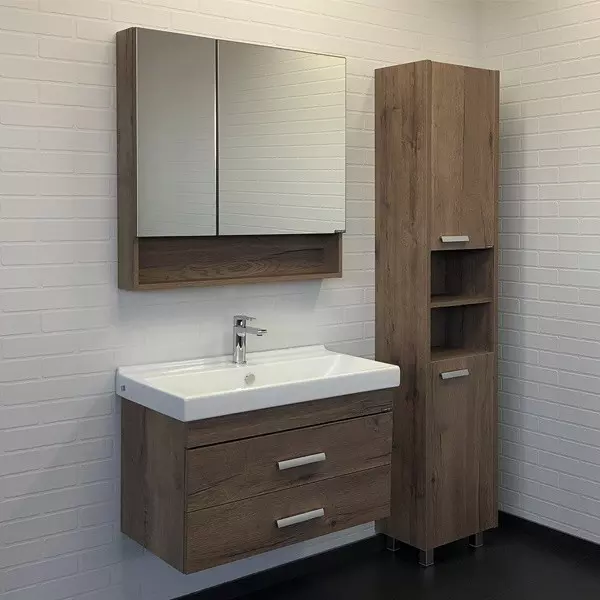 

Мебель для ванной подвесная «Comforty» Никосия 80П дуб тёмный