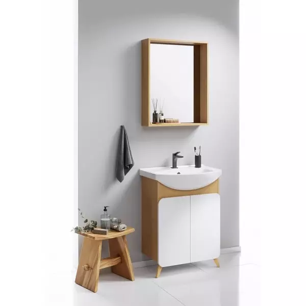 Мебель для ванной «Aqwella» Basic 65 белая/дуб золотой - фото 1