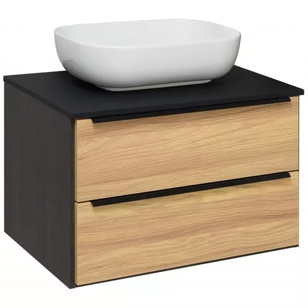 

Тумба с раковиной «Runo» Мальта 70 (Moduo 50 Square) подвесная дуб/чёрная