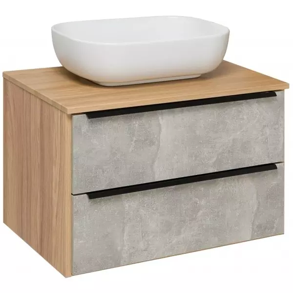 

Тумба с раковиной «Runo» Мальта 70 (Moduo 50 Square) подвесная серая/дуб