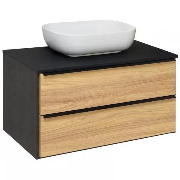 

Тумба с раковиной «Runo» Мальта 85 (Moduo 50 Square) подвесная дуб/чёрная