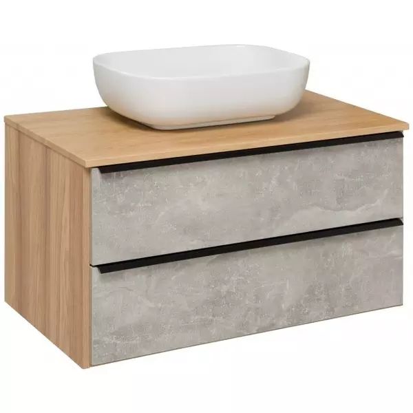 

Тумба с раковиной «Runo» Мальта 85 (Moduo 50 Square) подвесная серая/дуб