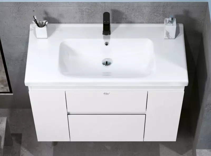 Тумба с раковиной Alavann Eva 100 Harmonia 100 подвесная белая левая 45700₽