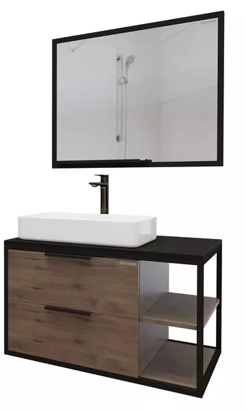 Мебель для ванной подвесная «Grossman» Лофт 90 веллингтон/чёрная - фото 1