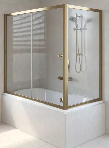 Шторка на ванну стеклянная «Vegas Glass» ZV+ZVF Tur Novo 150/75/140 бронза/бронза универсальная