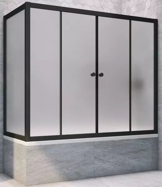 

Шторка на ванну стеклянная «Vegas Glass» Z2V+ZVF Novo 150/85/140 сатин/чёрная матовая универсальная