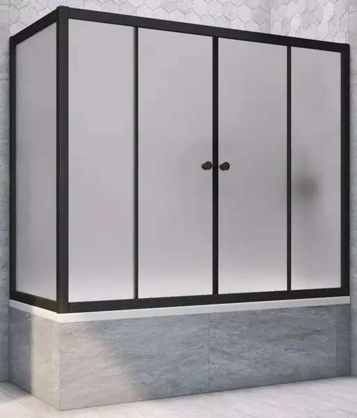 

Шторка на ванну стеклянная «Vegas Glass» Z2V+ZVF Novo 150/90/140 сатин/чёрная матовая универсальная