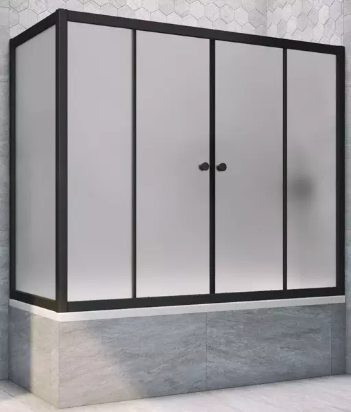 

Шторка на ванну стеклянная «Vegas Glass» Z2V+ZVF Novo 160/80/140 сатин/чёрная матовая универсальная