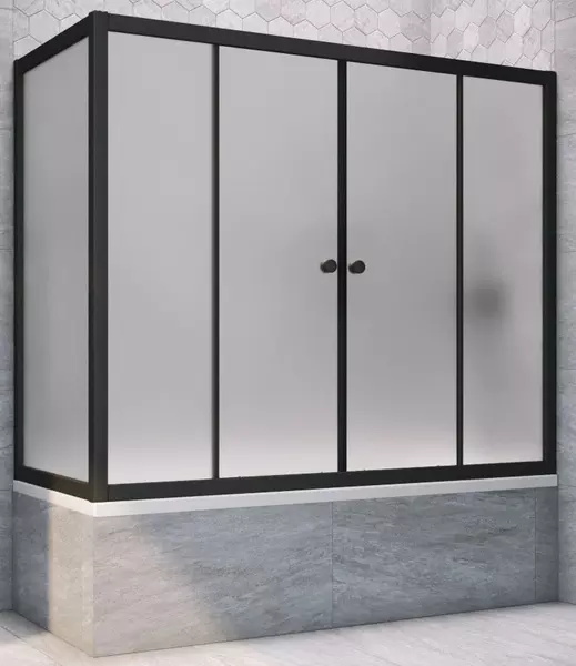 

Шторка на ванну стеклянная «Vegas Glass» Z2V+ZVF Novo 170/75/140 сатин/чёрная матовая универсальная