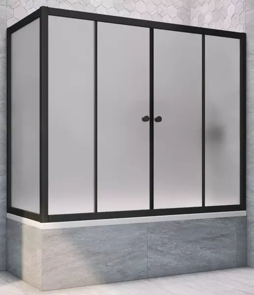 

Шторка на ванну стеклянная «Vegas Glass» Z2V+ZVF Novo 170/80/140 сатин/чёрная матовая универсальная