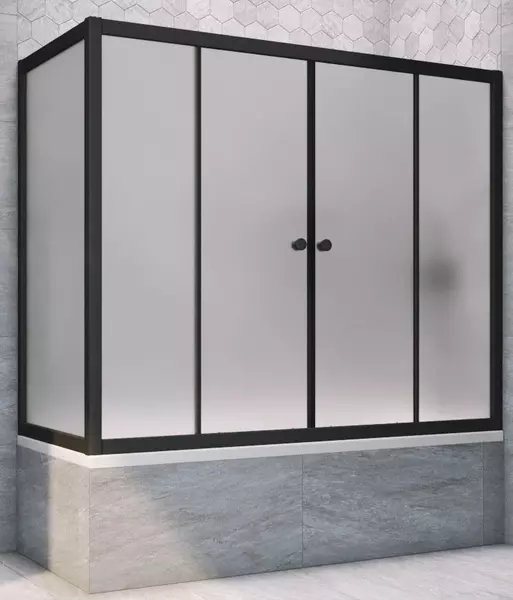 

Шторка на ванну стеклянная «Vegas Glass» Z2V+ZVF Novo 170/85/140 сатин/чёрная матовая универсальная