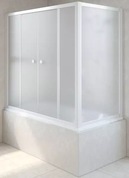 

Шторка на ванну стеклянная «Vegas Glass» Z2V+ZVF Novo 180/80/140 сатин/белая универсальная