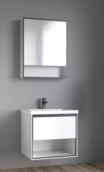 Мебель для ванной подвесная «Spectrum» Грано 60 арт.114 белая-серая/белая