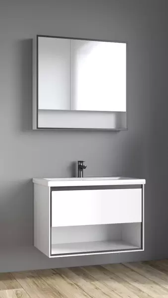 Мебель для ванной подвесная «Spectrum» Грано 80 арт.114 белая-серая/белая - фото 1