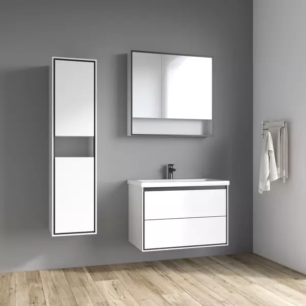 Мебель для ванной подвесная «Spectrum» Грано 80 арт.115 белая-серая/белая