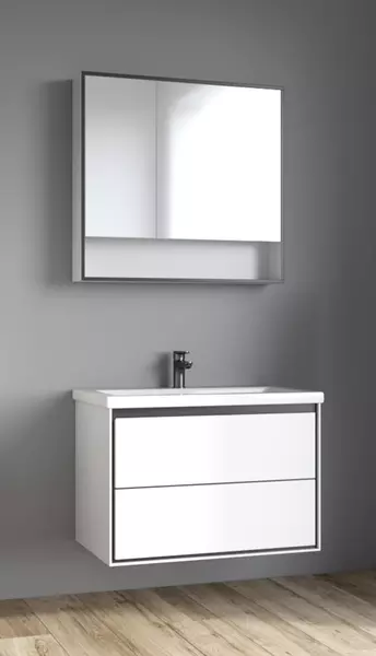 Мебель для ванной подвесная «Spectrum» Грано 80 арт.115 белая-серая/белая