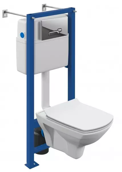 Комплект инсталляция с унитазом, крышкой и кнопкой смыва «Cersanit» Carina XL CO DPL EO slim/Vector/кнопка Actis безободковый белый