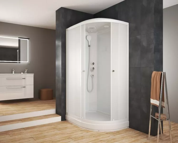 Душевая кабина «Albert&Bayer» Advance L1208015WM-1.2 низкий поддон матовая/белая левая 120/80/218