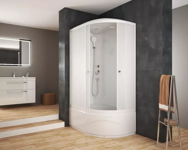 Душевая кабина «Albert&Bayer» Advance L1208045WM-1.2 высокий поддон матовая/белая левая 120/80/218